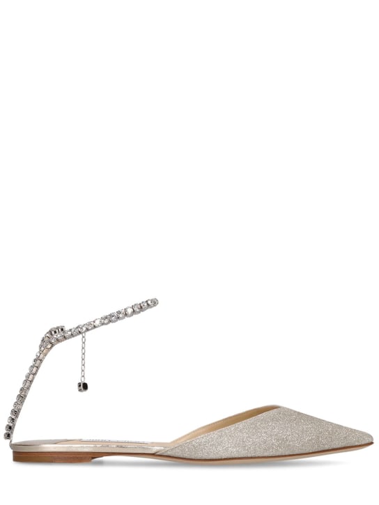 Jimmy Choo: Zapatos planos con glitter 10mm - Platino - women_0 | Luisa Via Roma