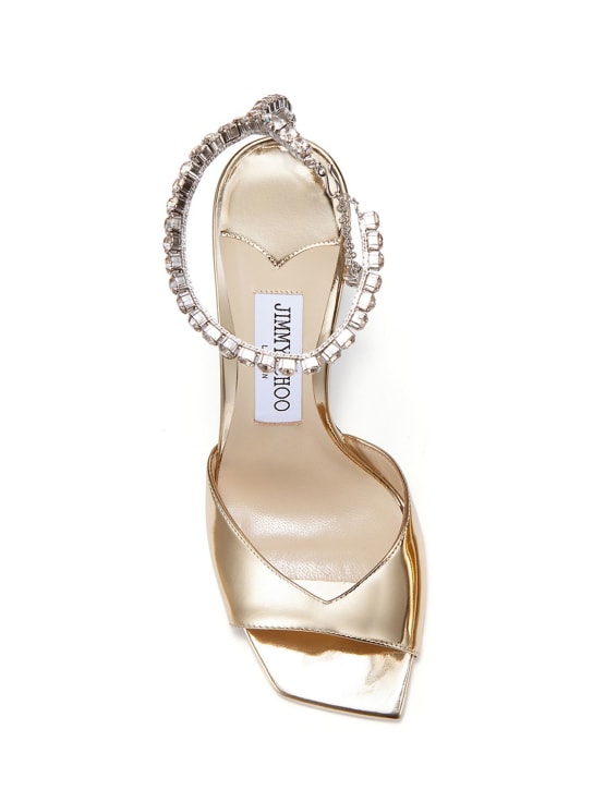 Jimmy Choo: 100mm Saeda metallic leather sandals - women_3 | Luisa Via Roma