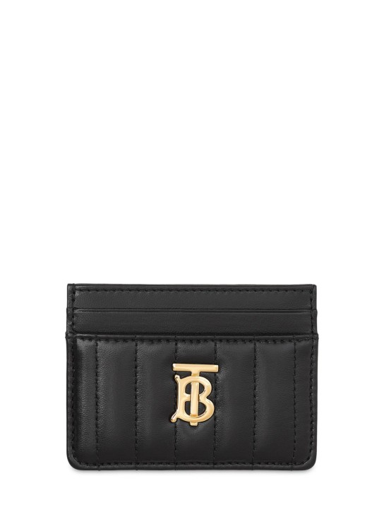 Burberry: Lola quilted leather card holder - Black/Light G - women_0 | Luisa Via Roma
