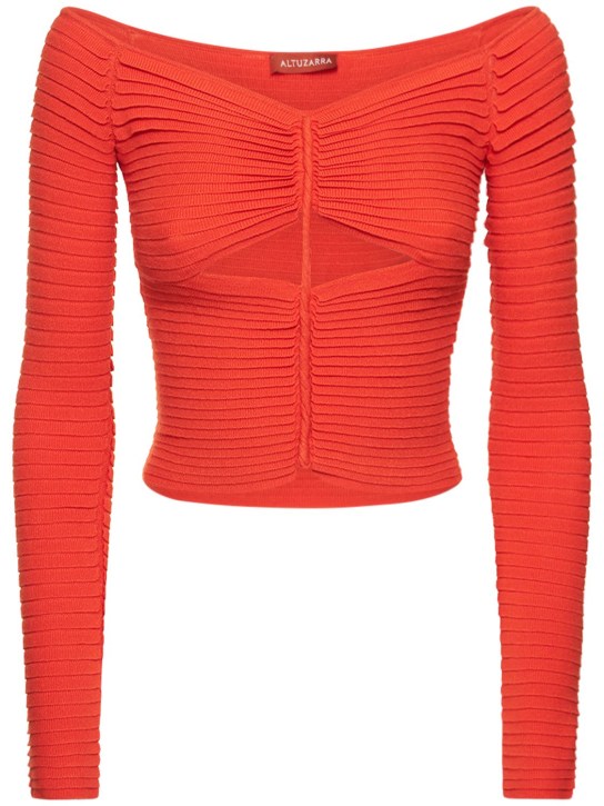 ALTUZARRA: Adan cutout viscose blend top - Red - women_0 | Luisa Via Roma