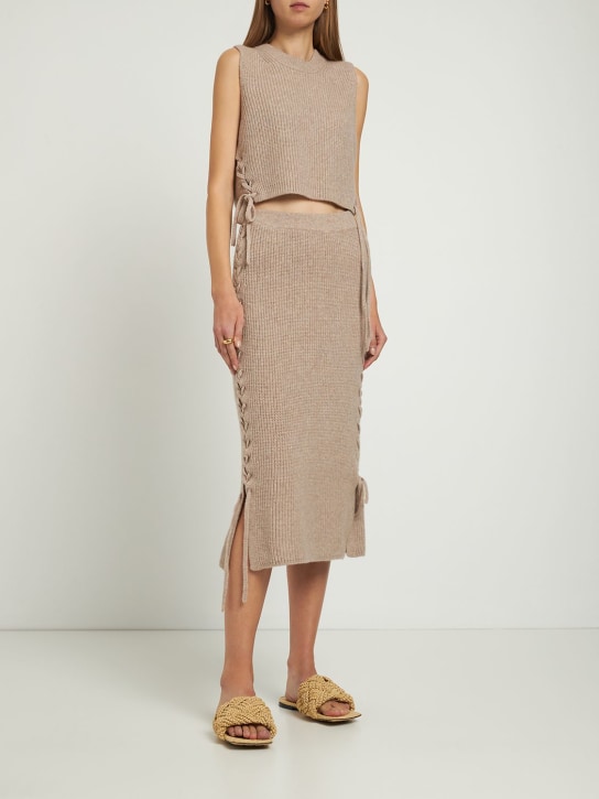 ALTUZARRA: Jupe midi en maille de laine mélangée Milton - Beige - women_1 | Luisa Via Roma