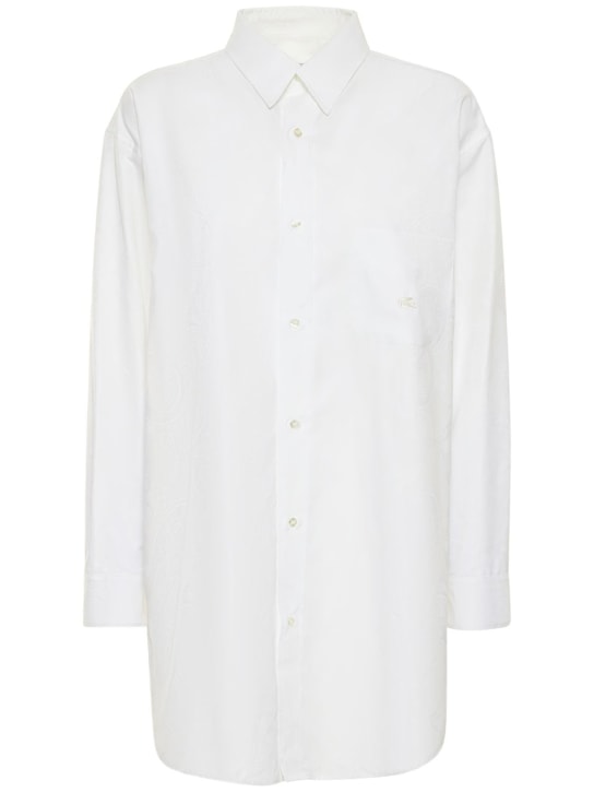 Etro: Chemise oversize en popeline de coton - Blanc - women_0 | Luisa Via Roma