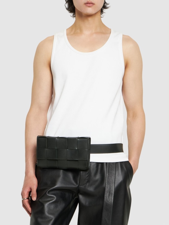 Bottega Veneta: Intreccio leather belt bag - Dark Green - men_1 | Luisa Via Roma