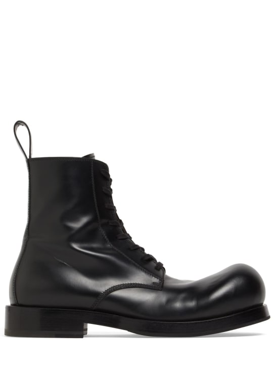 Bottega Veneta: 40mm Goofy leather ankle boots - Black - men_0 | Luisa Via Roma