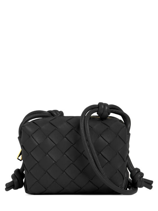 Bottega Veneta: Micro Loop leather shoulder bag - Black - women_0 | Luisa Via Roma