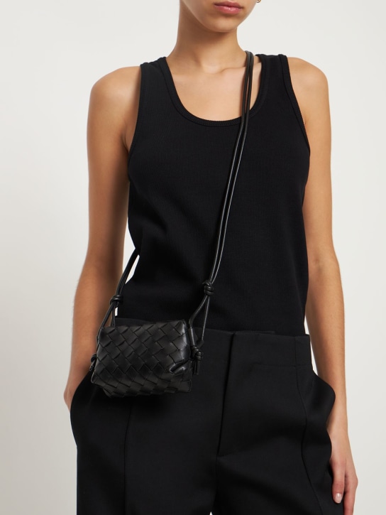 Bottega Veneta: Micro Loop leather shoulder bag - Siyah - women_1 | Luisa Via Roma