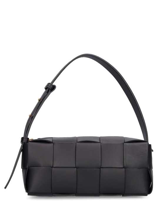 Bottega Veneta: Brick leather shoulder bag - Black - women_0 | Luisa Via Roma