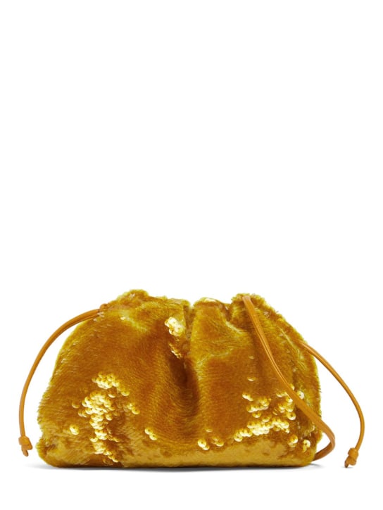 Bottega Veneta: Mini Pouch sequined clutch - Honey - women_0 | Luisa Via Roma