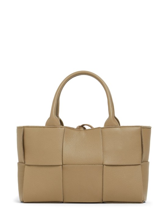 Bottega Veneta: Mini Arco leather tote bag - Taupe - women_0 | Luisa Via Roma
