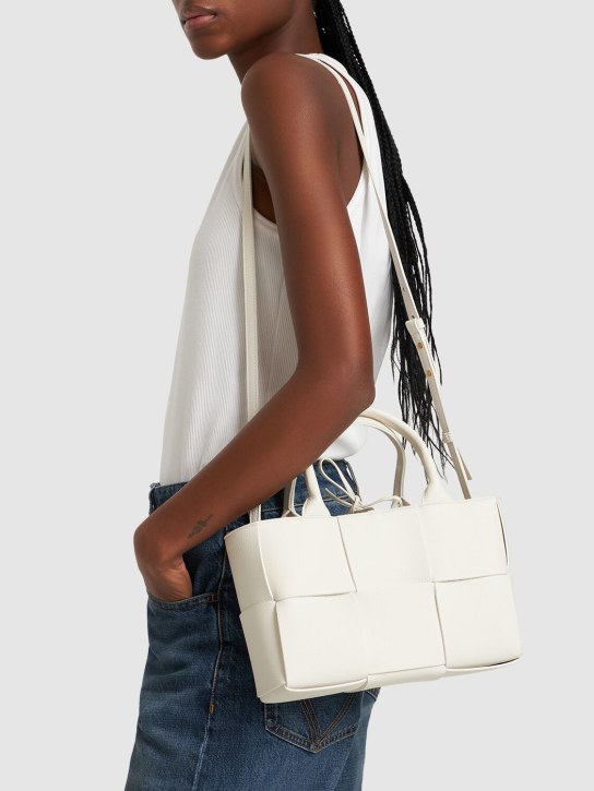 Bottega Veneta: Mini Arco leather tote bag - White - women_1 | Luisa Via Roma