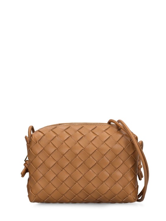 Bottega Veneta: Mini Loop leather shoulder bag - Camel - women_0 | Luisa Via Roma