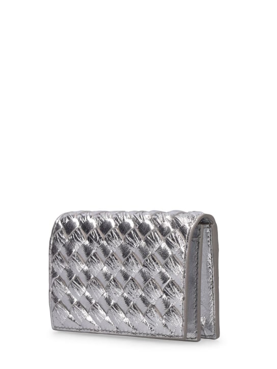 Bottega Veneta: Intrecciato leather wallet - Silver - women_1 | Luisa Via Roma