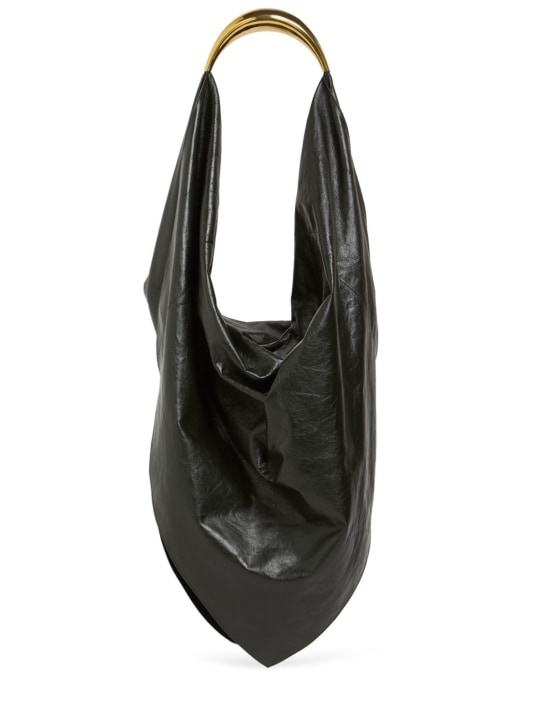Bottega Veneta: Foulard leather shoulder bag - Koyu Yeşil - women_0 | Luisa Via Roma