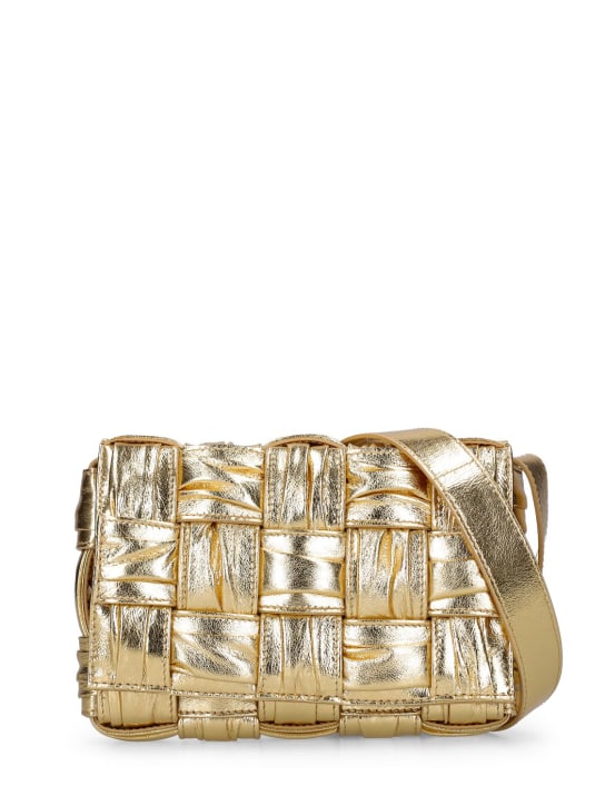 Bottega Veneta: Candy Cassette laminated leather bag - Gold - women_0 | Luisa Via Roma