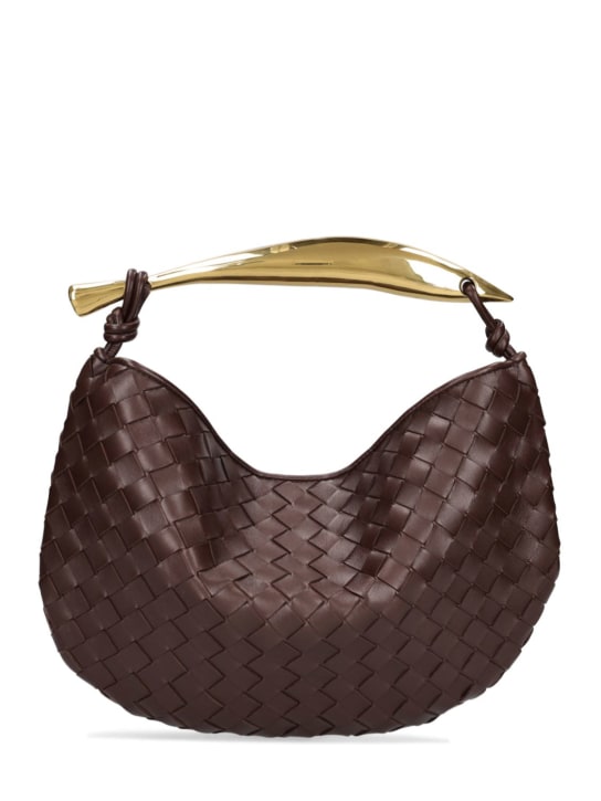 Bottega Veneta: Small Sardine leather top handle bag - Chocolate - women_0 | Luisa Via Roma