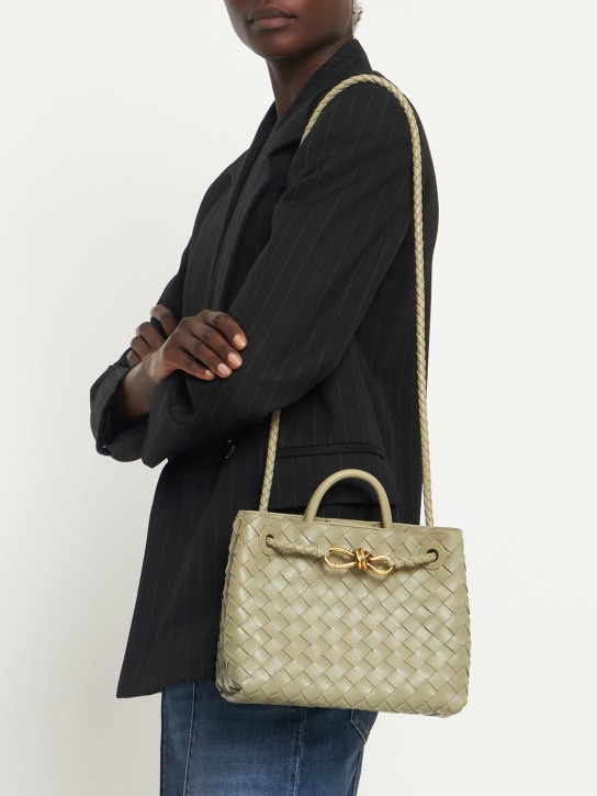 Bottega Veneta: Small Andiamo leather top handle bag - Travertine - women_1 | Luisa Via Roma