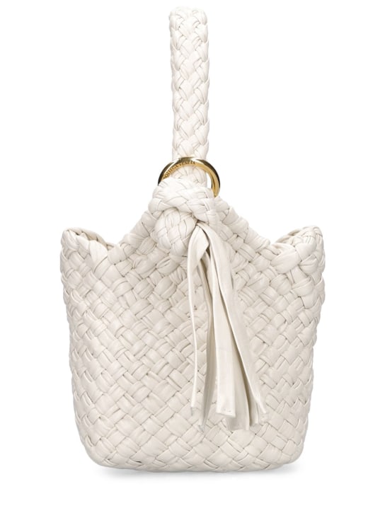 Bottega Veneta: Piero leather bucket bag - Beyaz - women_0 | Luisa Via Roma