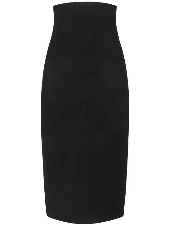 Victoria Beckham: Body fitted stretch midi skirt - Siyah - women_0 | Luisa Via Roma