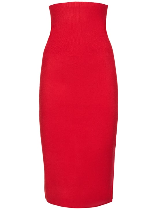 Victoria Beckham: Body fitted stretch midi skirt - women_0 | Luisa Via Roma