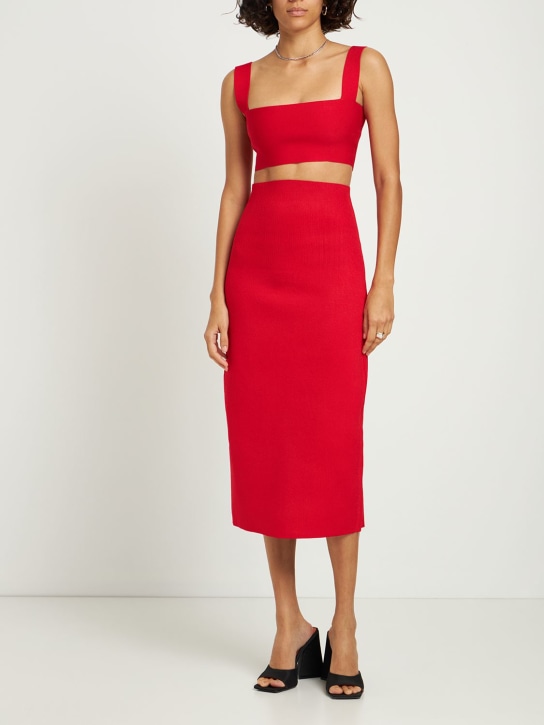 Victoria Beckham: Body fitted stretch midi skirt - women_1 | Luisa Via Roma