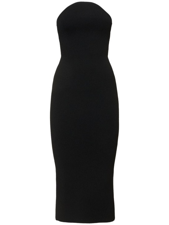Khaite: Rumer strapless viscose blend midi dress - Black - women_0 | Luisa Via Roma