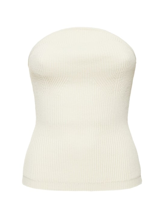 Khaite: Jericho strapless knitted viscose top - White - women_0 | Luisa Via Roma