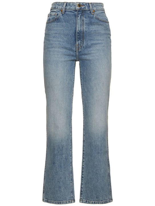 Khaite: Jeans dritti Abigail in denim di cotone - Blu - women_0 | Luisa Via Roma