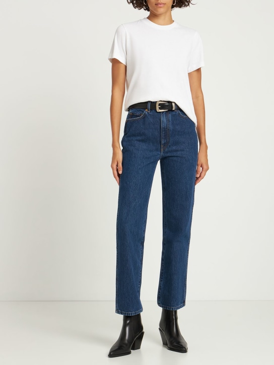 Khaite: Abigail high rise straight jeans - Blue - women_1 | Luisa Via Roma