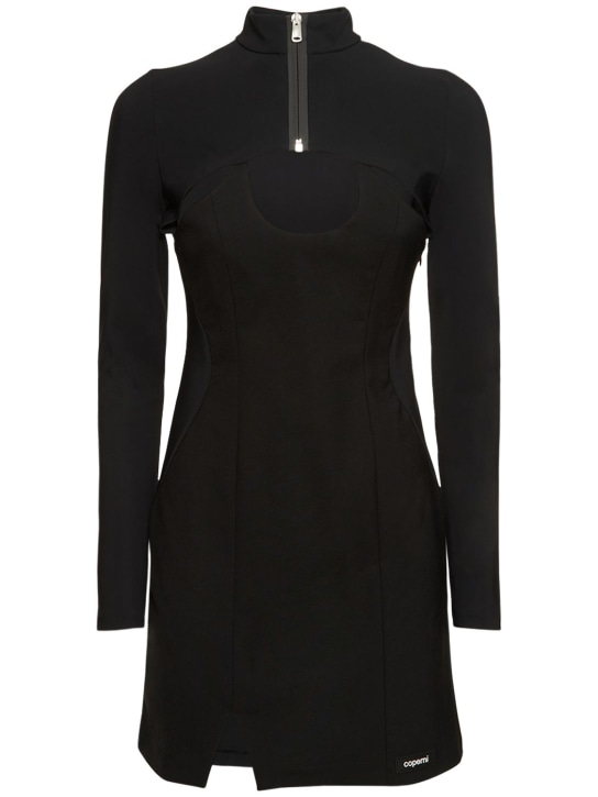 Coperni: Robe courte hybride en laine et jersey - Noir - women_0 | Luisa Via Roma