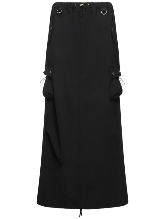 Coperni: Tailored cool wool blend cargo skirt - Siyah - women_0 | Luisa Via Roma