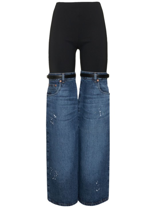 Coperni: Hybrid平纹织物&牛仔喇叭裤 - 黑色/蓝色 - women_0 | Luisa Via Roma
