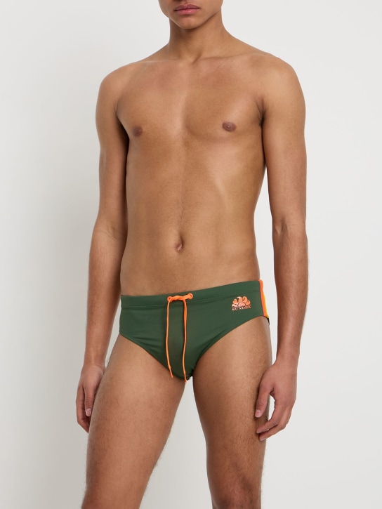 SUNDEK: Logo print Econyl swim briefs - men_1 | Luisa Via Roma