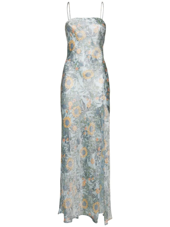 Bec + Bridge: Vestido largo de viscosa jacquard - Azul Claro - women_0 | Luisa Via Roma