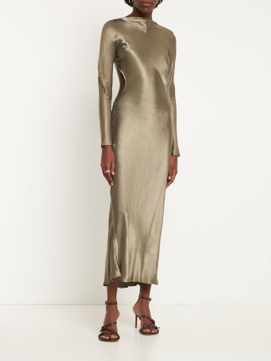 Bec + Bridge: Ren long sleeve viscose satin maxi dress - Koyu Yeşil - women_1 | Luisa Via Roma