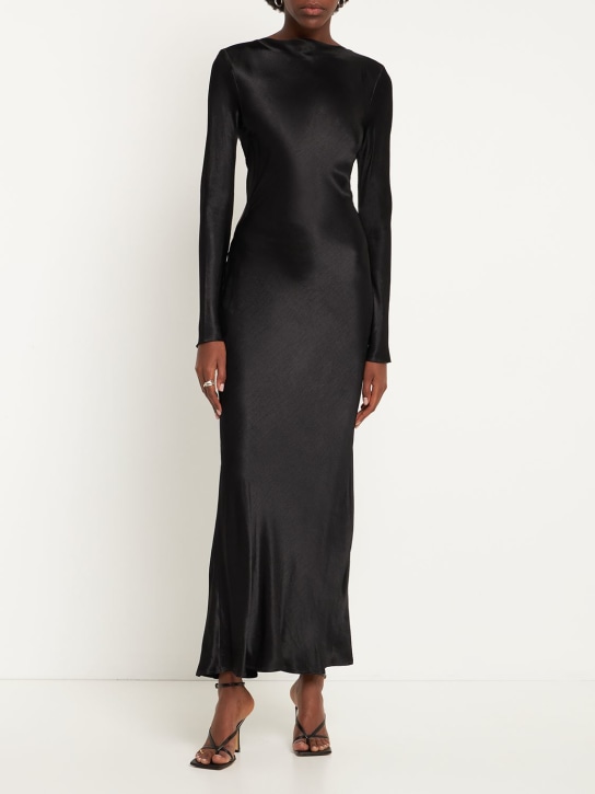 Bec + Bridge: Ren long sleeve viscose satin maxi dress - Siyah - women_1 | Luisa Via Roma