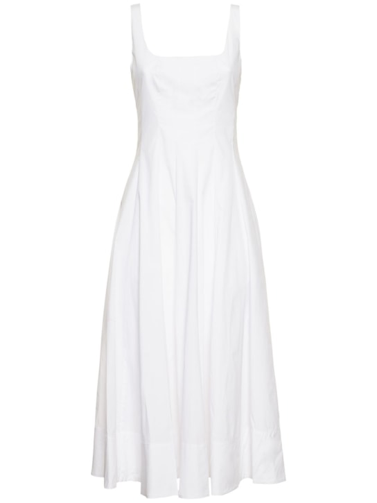 Staud: Wells pleated cotton blend midi dress - White - women_0 | Luisa Via Roma