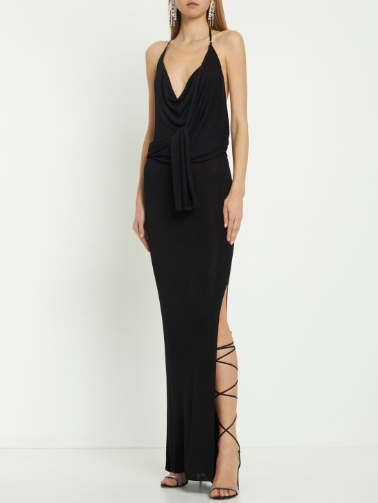 Aya Muse: Malais jersey long dress - Black - women_1 | Luisa Via Roma