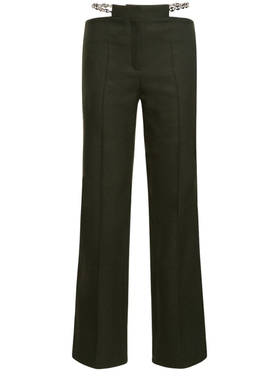 Aya Muse: Hose aus Nylon mit Ketten „Pomo“ - Grün - women_0 | Luisa Via Roma