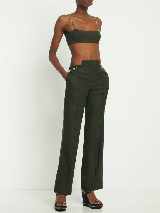 Aya Muse: Hose aus Nylon mit Ketten „Pomo“ - Grün - women_1 | Luisa Via Roma