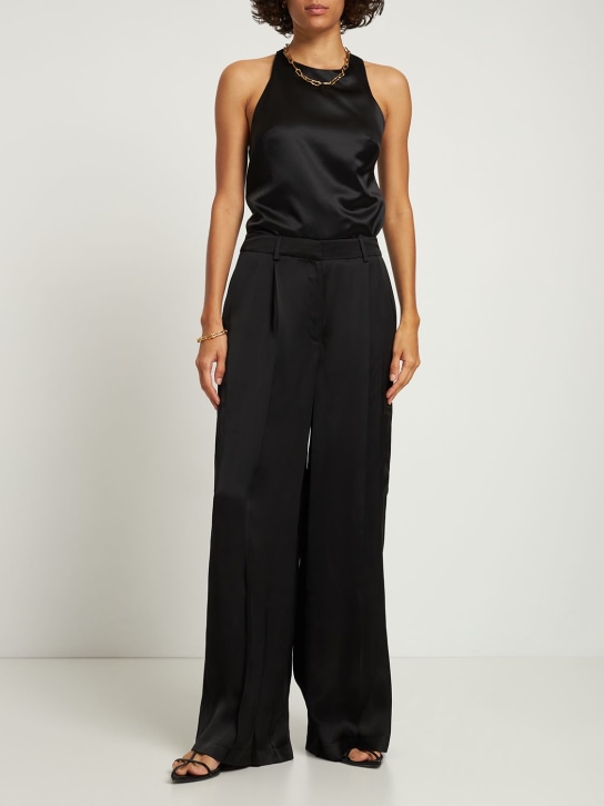 Loulou De Saison: Estor silk satin tank top - Black - women_1 | Luisa Via Roma