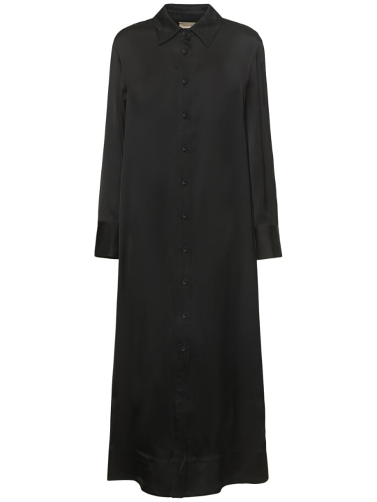 Loulou De Saison: Ara viscose satin midi dress - Black - women_0 | Luisa Via Roma