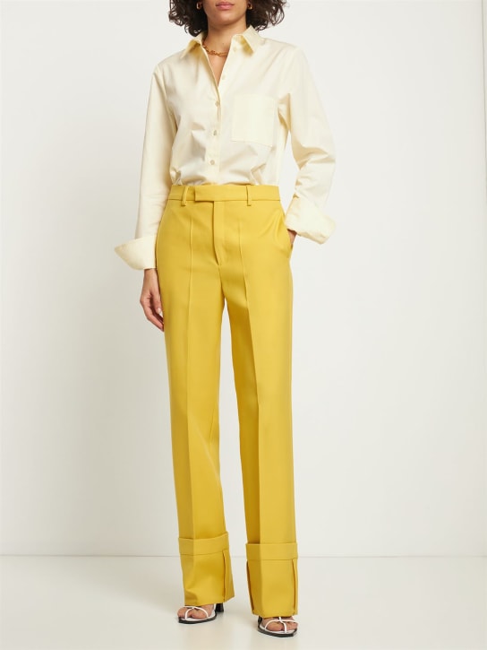 Bite Studios: Tailored fold up wool pants - Yellow - women_1 | Luisa Via Roma