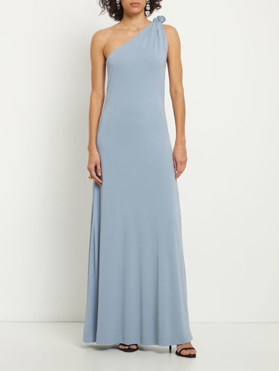 Bite Studios: Viscose jersey long dress - Light Blue - women_1 | Luisa Via Roma