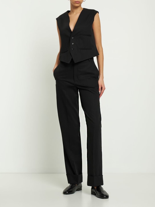 Bite Studios: Artist wool straight pants - Black - women_1 | Luisa Via Roma