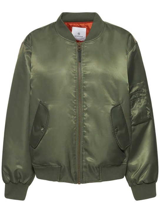 ANINE BING: Leon nylon bomber jacket - Army Green - women_0 | Luisa Via Roma