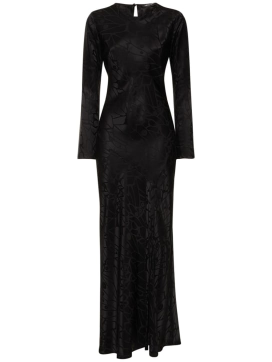ANINE BING: Robe longue en soie jacquard Freja - Noir - women_0 | Luisa Via Roma