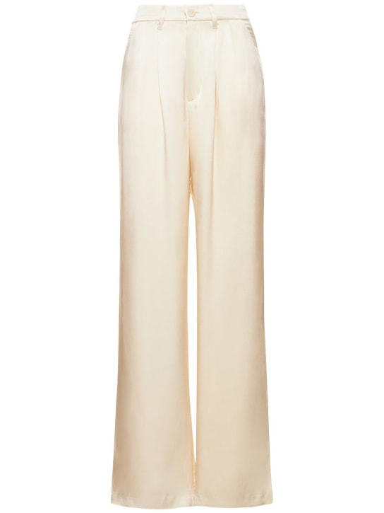 ANINE BING: Carrie silk satin straight pants - women_0 | Luisa Via Roma