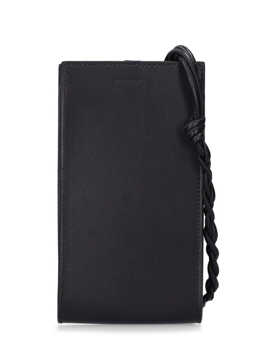 Jil Sander: Tangle leather phone case - Black - men_0 | Luisa Via Roma