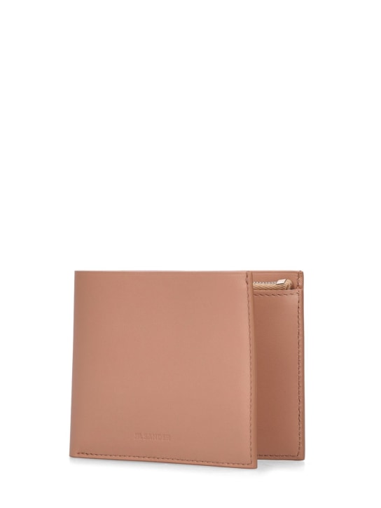 Jil Sander: Portefeuille à logo avec poche zippée - Peachy Pink - men_1 | Luisa Via Roma