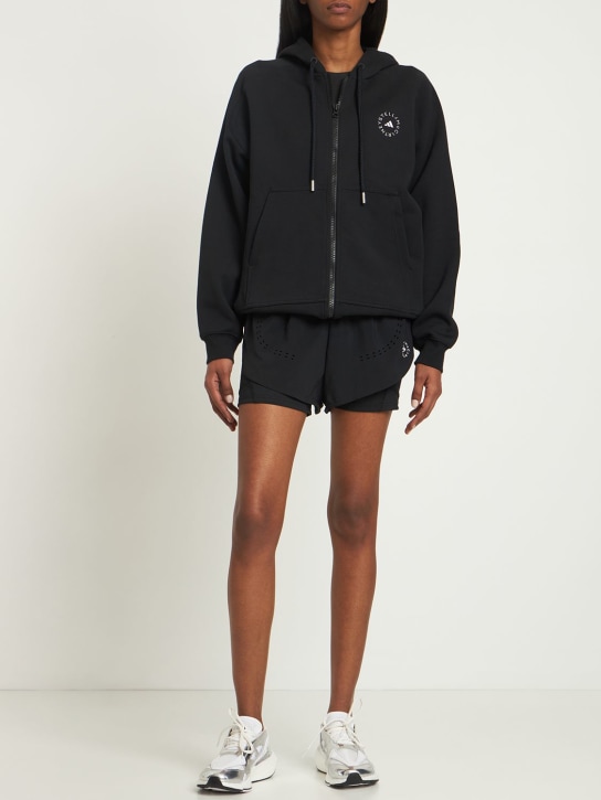 adidas By Stella McCartney: ASMC zip hoodie - Siyah - women_1 | Luisa Via Roma